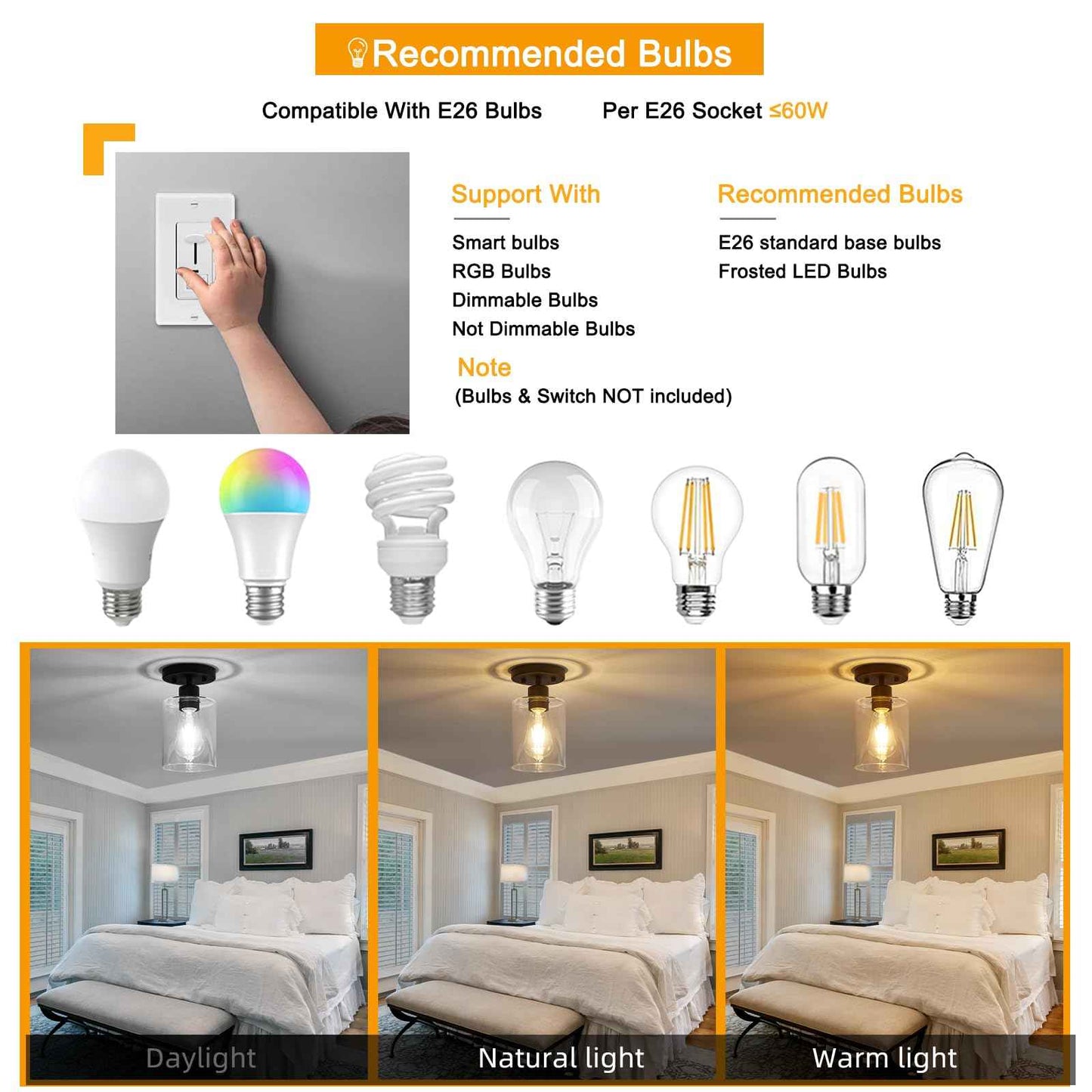 YYT 1 Light Semi Flush Mount Ceiling Light Black Kitchen Lighting Fixtures Ceiling Hallway Light Fixtures Small Cieling Lights with Clear Glass Shade Set of 1