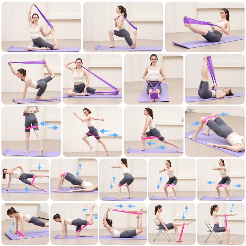 WOCUME Pilates Ring Fitness Circles Set, Dual Padded Handles Home Pilates Equipment Set for Women Includes 2 Pilates Ring, 2 Pilates Mini Ball, and 5 Resistance Bands At Home Pilates Workout Set
