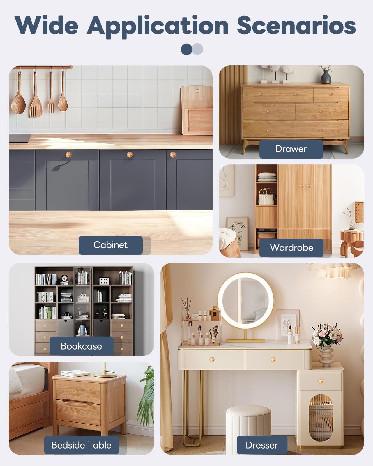 Anobeyi 5 Pack Self Adhesive Cabinet Knobs, No Drilling Self Stick Drawer Knob, Stick-on Kitchen Cabinet Stainless Steel Handle Pull for Window, Wardrobe, Dresser, Cupboard, Closet (5, Antique Gold)