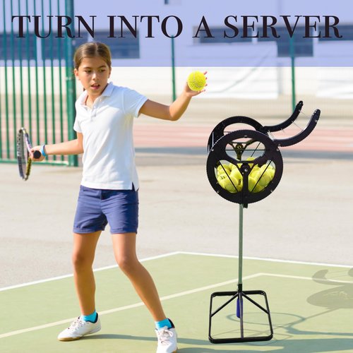 Lamiaraga Multi-Functional Tennis Ball Picker – Tennis Ball Storage Basket & Ball Launcher, Ideal for Beginners, Holds 80 Balls, Quick Setup