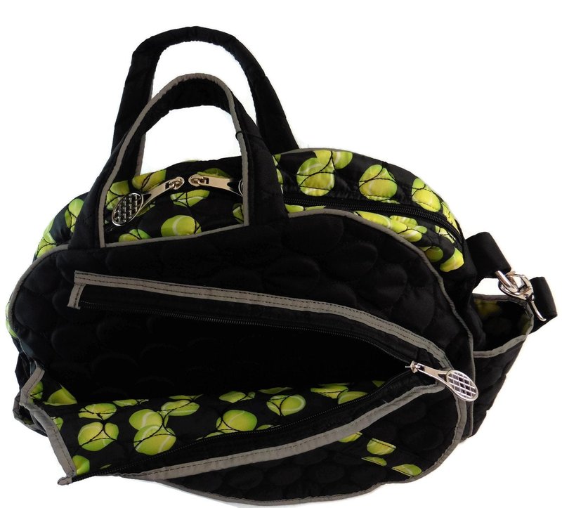 ModaMoo Womens Reflective Tennis Bag, Designed in New York, Black