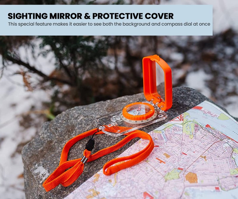 Sighting Compass Mirror Adjustable Declination - Boy Scout Compass Survival Camping Base Plate Compass Kids Navigation Orienteering Compass Hiking Map Reading Military Compass Backpacking Clinometers