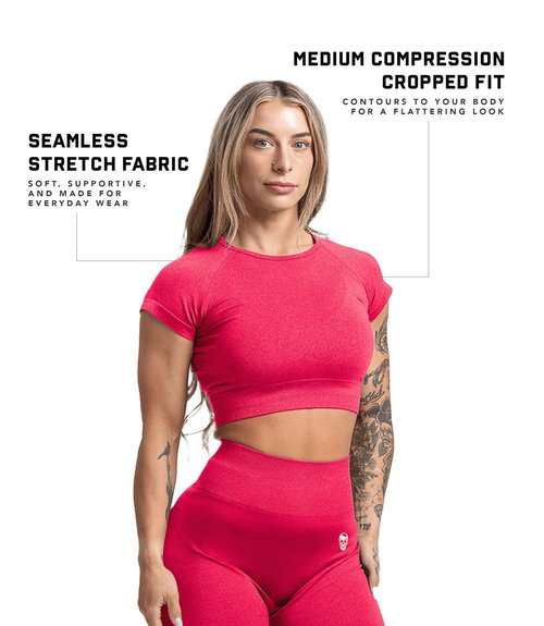 Gymreapers Short Sleeve Workout Tops for Women - Crop Tops for Women Tee - Yoga Athletic Tops for Running, Gym, & Training (Medium, Miami)
