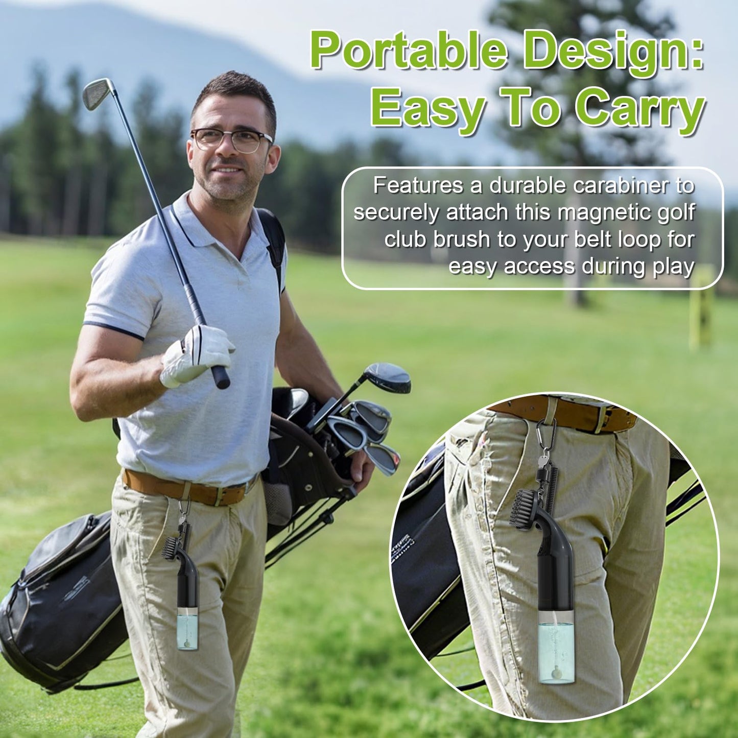 Kiss Core Electric Golf Club Cleaner Brush: AA Battery Powered for Effortless Cleaning - Golf Club Brush for Golf Accessories - Holds 5oz Water - Magnetic Clip - Golf Gifts for Golfer Men
