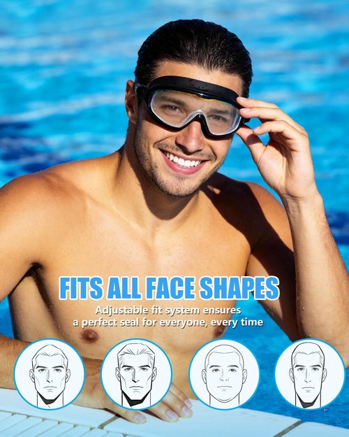 Aegend Swim Goggles | 2-Pack Wide View Anti-Fog & Anti-UV Goggles for Adults and Youth