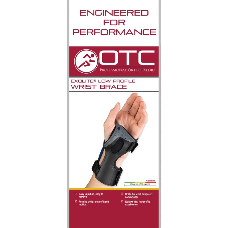 OTC Wrist Brace, Molded Exoskeleton, Low-Profile, Exolite, Medium