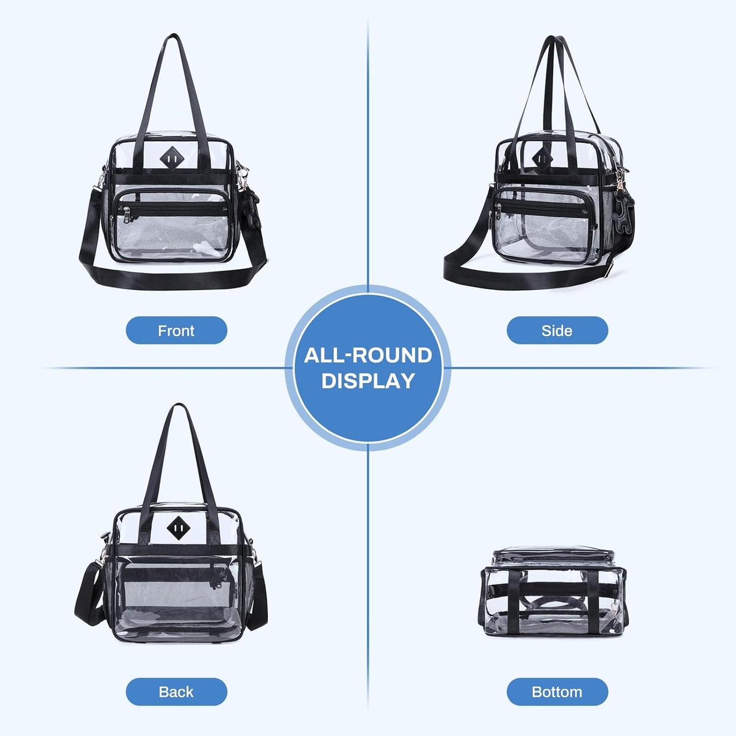 PIG PIG GIRL Clear Tote Bag - 12x6x12 Transparent Stadium Event Bag for Women
