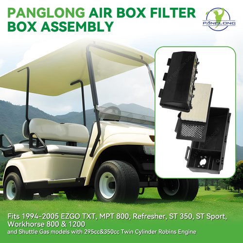 Panglong EZGO Air Box Filter Assembly, Include Air Filter Element, Filter Cover and Housing, Suitable for 1994-2005 EZGO Gas Golf Cart with 295cc & 350cc Engine, OEM# 72368-G01 72178-G01 72179-G01