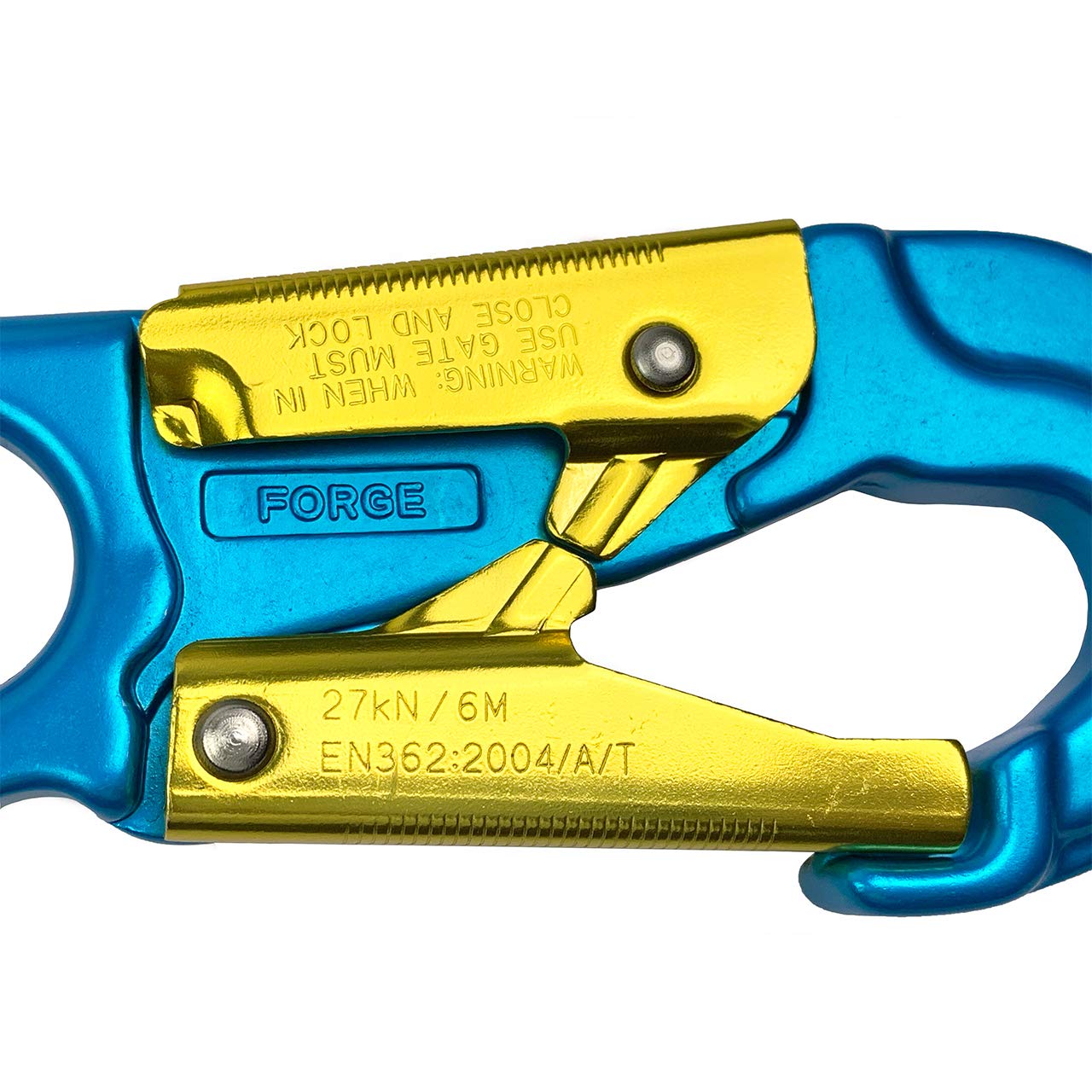 ProClimb Forged Aluminum Snaphook - Double Action Self Locking Gate, Captive Eye 27 kN - Blue- Carabiner Snaphook- Self Locking Snap Hook- Aluminum Hardware