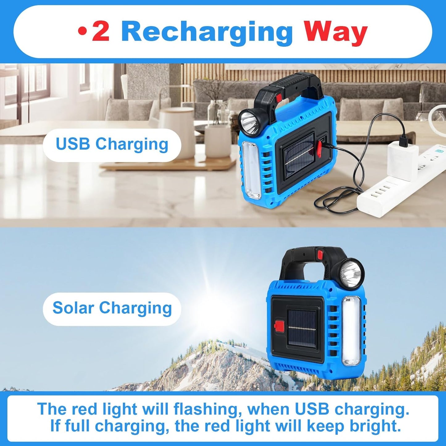 TANSOREN Solar Lanterns - 2 Pack LED Camping Lights | Rechargeable Emergency Flashlights for Power Outages
