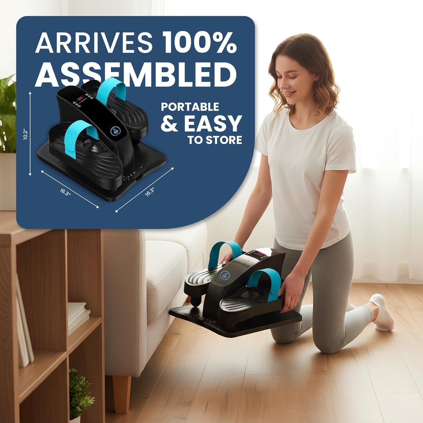 Under Desk Elliptical Machine - Electric Pedal Exerciser for Seniors | Quiet 12-Speed Leg Workout with Remote & LCD