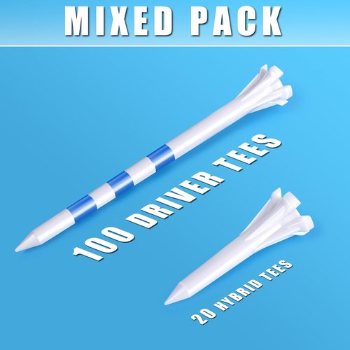 CHAMPKEY Advanced Golf Tees - 5-Prong Design for Longer Distance | 120 or 100 Pack, 50% Ball Contact Surface