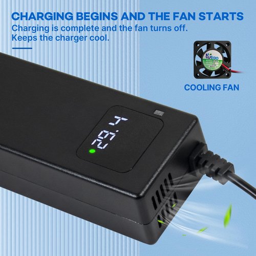 YZPOWER 29.4V 2A Lithium Battery Charger DC 1 Prong 5.52.1mm Connector for 7s 24v Li-ion Batteries Pack,24 Volt Power Supply Adapter with Built-in Fan