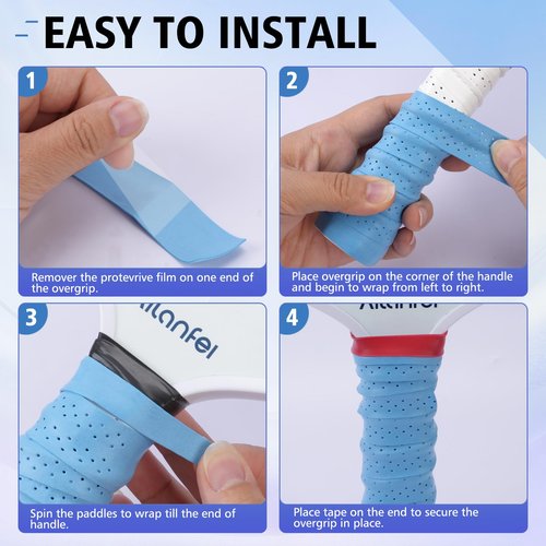 AILANFEI Pickleball overgrip 6 Pack Anti-Slip, Sweat-Absorbing and Extra-Long Pickleball Grip Tape Suitable for Tennis Squash Badminton (Colour)