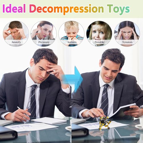 Gokeey Transformable Fidget Spinners - 4 Pcs Stress Relief Sensory Toys for Kids & Adults | Perfect for Ages 8-13