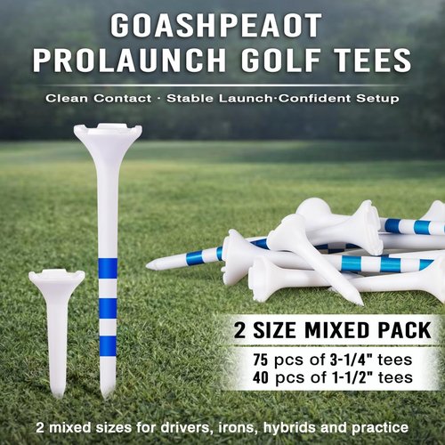 Golf Tees - 115 Pack of 3-1/4" & 1-1/2" Mixed Sizes | Durable 4-Prong Low Resistance Design