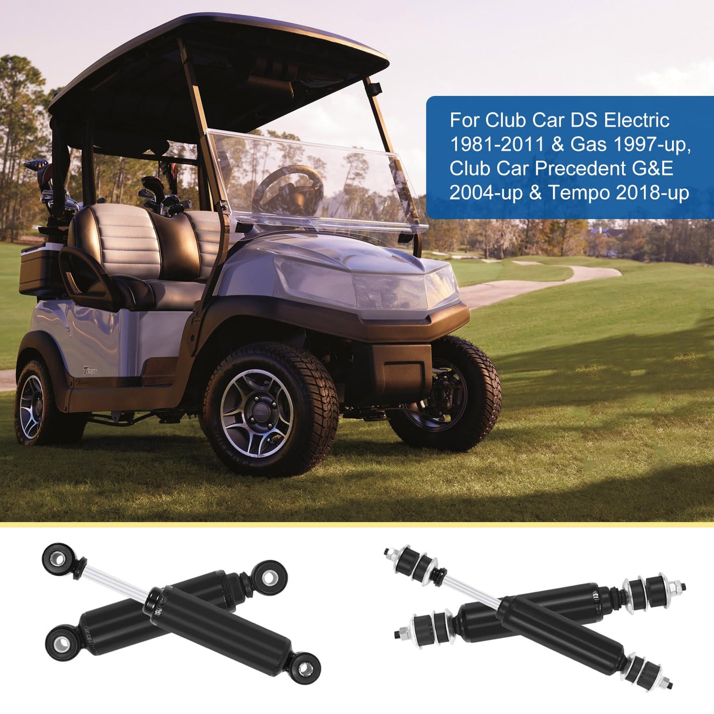 Golf Cart Front and Rear Shock Absorbers for Club Car DS G&E 1988-2011 Precedent G&E 2004-up, 1014235 1015813 1010991 1012183 1014236 1013164