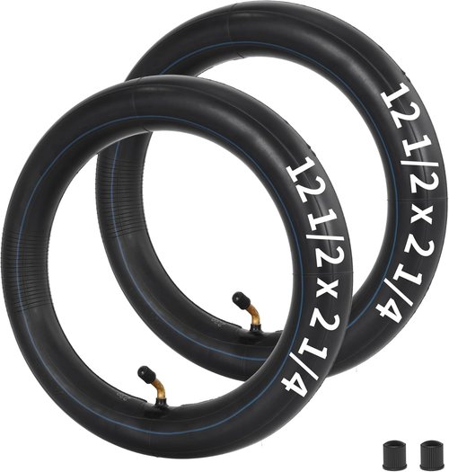 Heavy Duty 12" Bike Tubes - 12.5 x 2.25 Inner Tube with Angled Valve Stem | Pack of 2