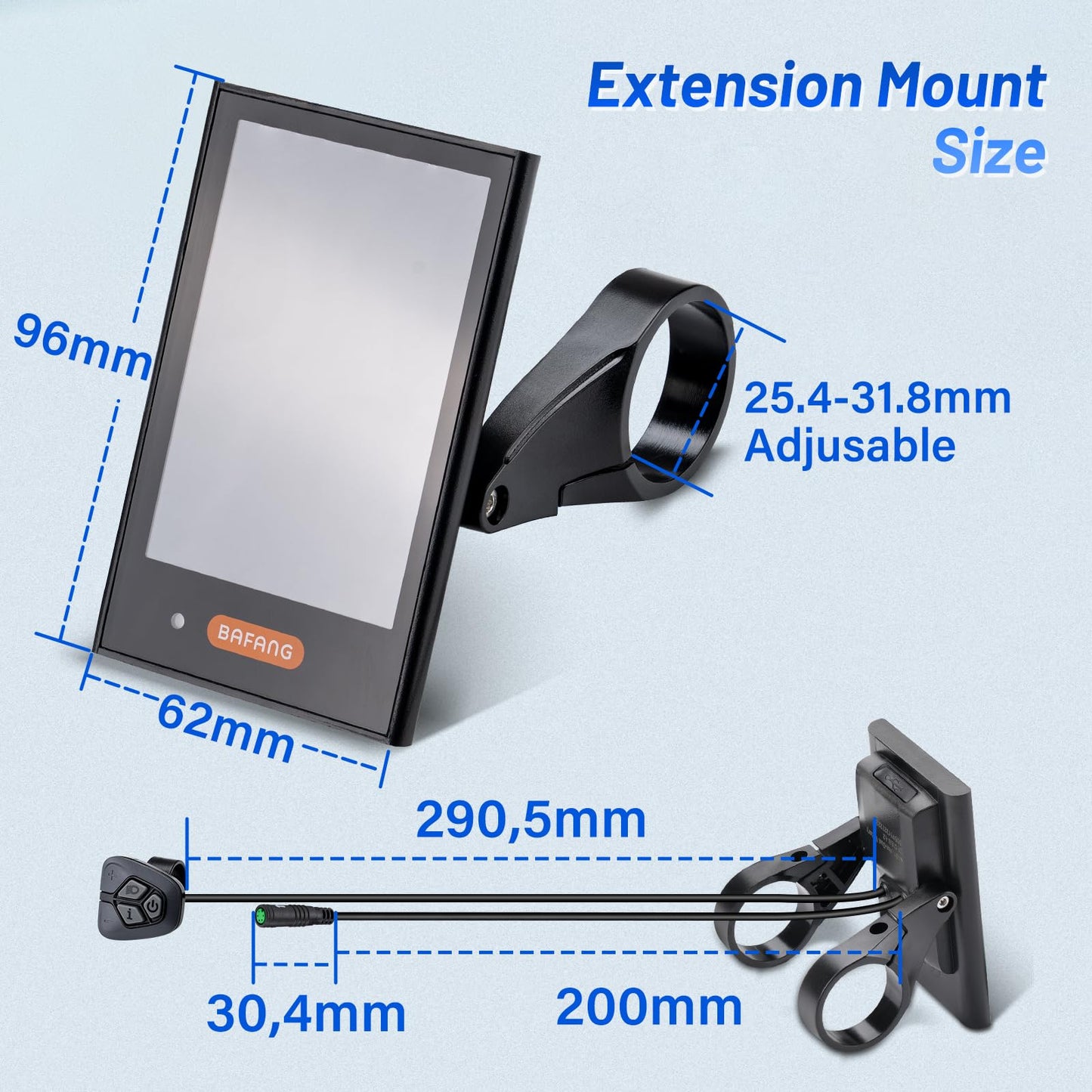 BAFANG Ebike Display DPC18 for BBS01B BBS02B BBSHD UART Version Mid Drive Motor, 0-9 Pedal Assist Levels E-Bike Computer Display