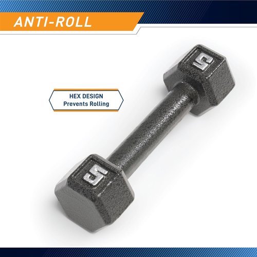 Marcy Cast Iron Hex Dumbbells - Individual Weights from 3 lb to 100 lb for Optimal Strength Training