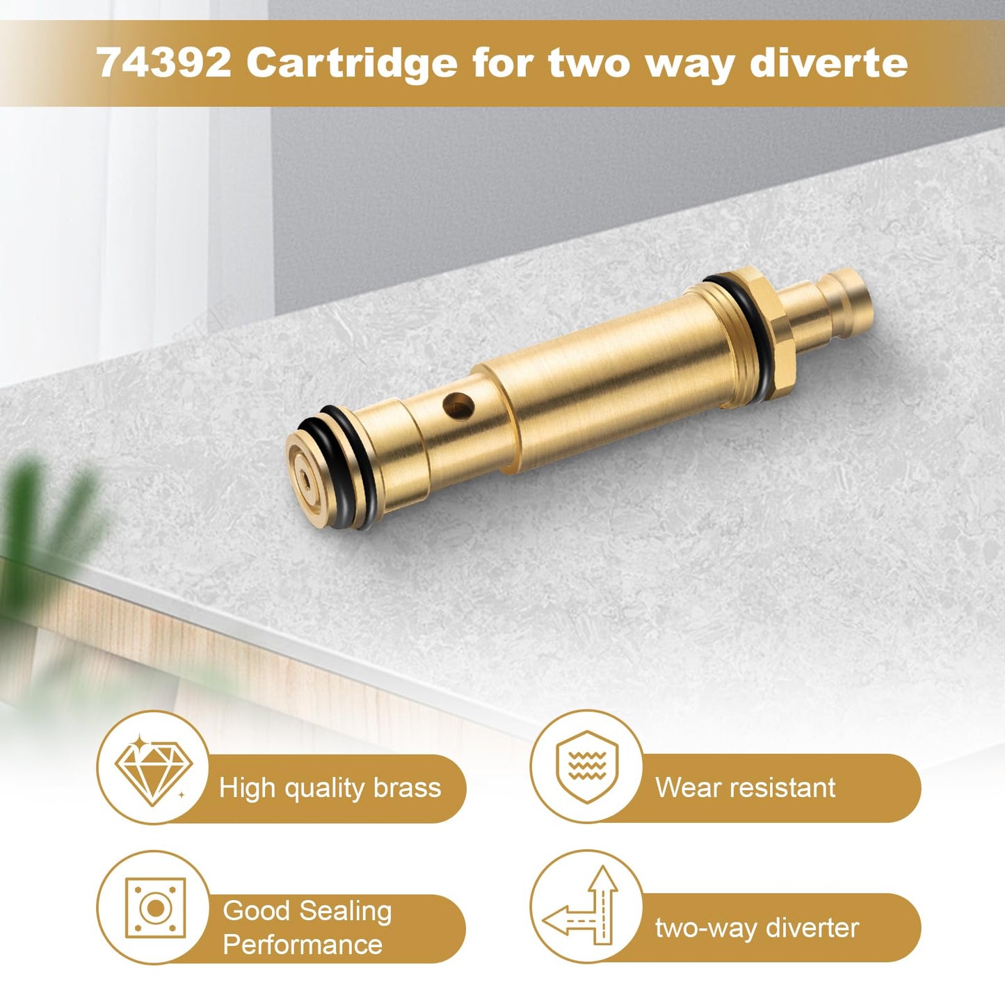 74392 Diverter Cartridge Assembly, for Kohler Most Two-Way Diverters Cartridge and Deck Mounted Diverter Valve Cartridge Assy