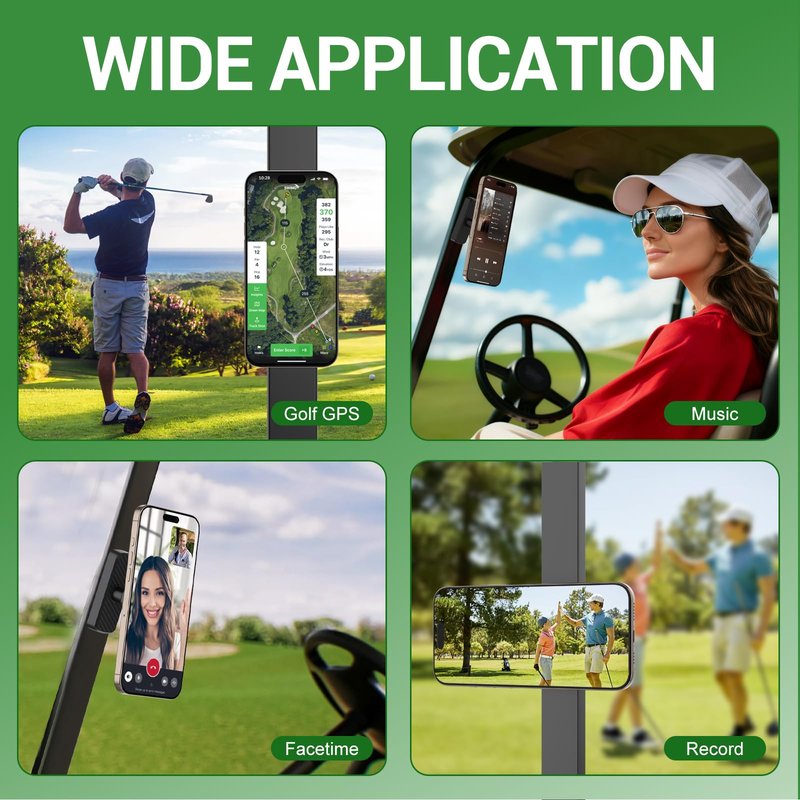 Yianerm Magnetic Golf Cart Phone Holder,Gym Magnetic Phone Mount for Phones,Golf Cart Accessories Essentials Gift for Friends Men Women,Compatible with EZGO/Club Car/Yamaha & All Metal-Body (Black)