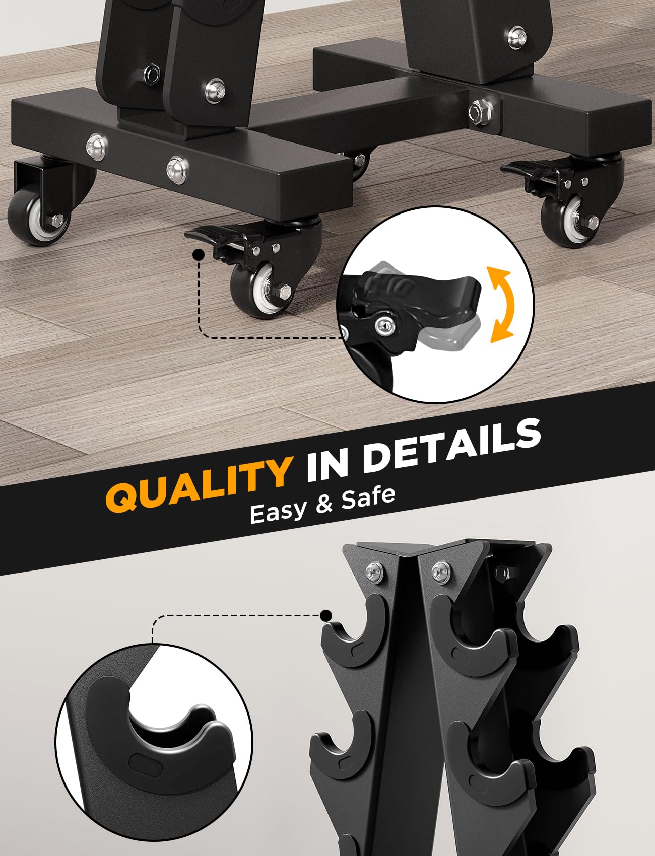 YOLEO Dumbbell Rack - 3 Tier & 5 Tier Compact Weight Rack for Dumbbell, Kettlebell, Barbell, Heavy Duty Weight Storage Organizer, Space-Saving Dumbbell Storage Stand Holder for Home Gym - 1100LBS Capacity (Rack Only) (SMART, A-Frame)