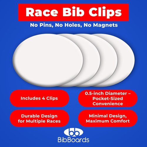 bibSNAPS Race Bib Clips - Secure Fasteners for Running & Cycling Events - Non-Magnetic, Soft & Reusable, 4-Pack in White
