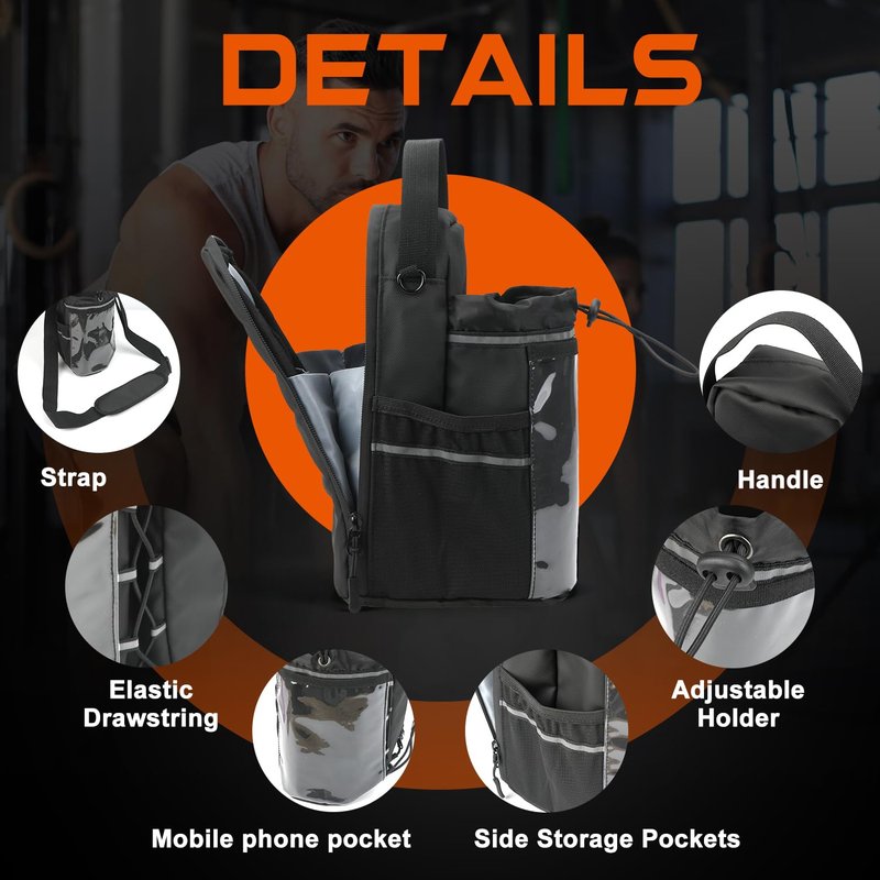 TAEYONK Magnetic Gym Bag for Men & Women, Magnetic Gym Water Bottle Bag with Touch-screenable Phone Pocket, Small Gym Pouch with 5 Strong Magnets, Sling Gym Bags for Fitness, Travel, Sports