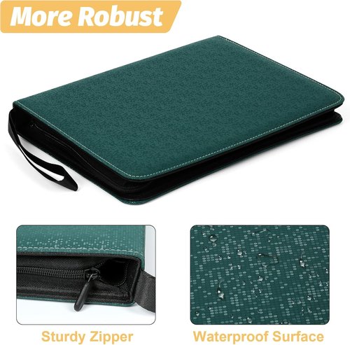 GERMUN Premium Zip Trading Card Binder - 9 Pocket Album for MTG, TCG & Sports Cards | Dark Green, 720 Double-Sided Pockets