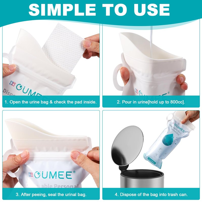 OUMEE 800ML Emergency Disposable Urinal Bags, 8/12/20/23/28 Pcs Camping Pee Bags Unisex Urine Bag Vomit Bag for Travel Traffic Jam Portable Toilet for Men Women (23)