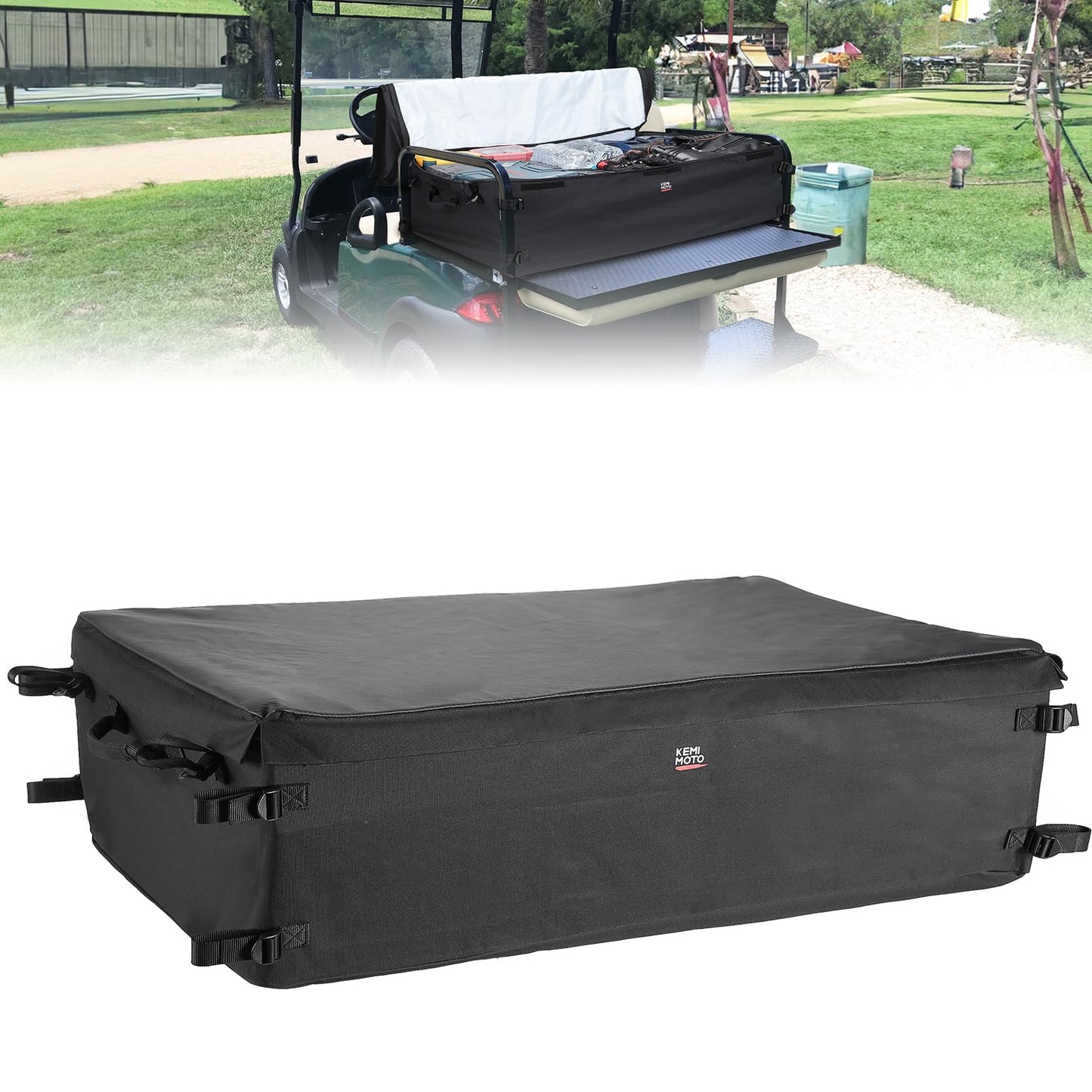KEMIMOTO Universal Golf Cart Shopping Storage Bag for 2+2 Passengers Golf Cart, Compatible with Club Car, EZGO, Drive, and Kandi Electric Carts, Black