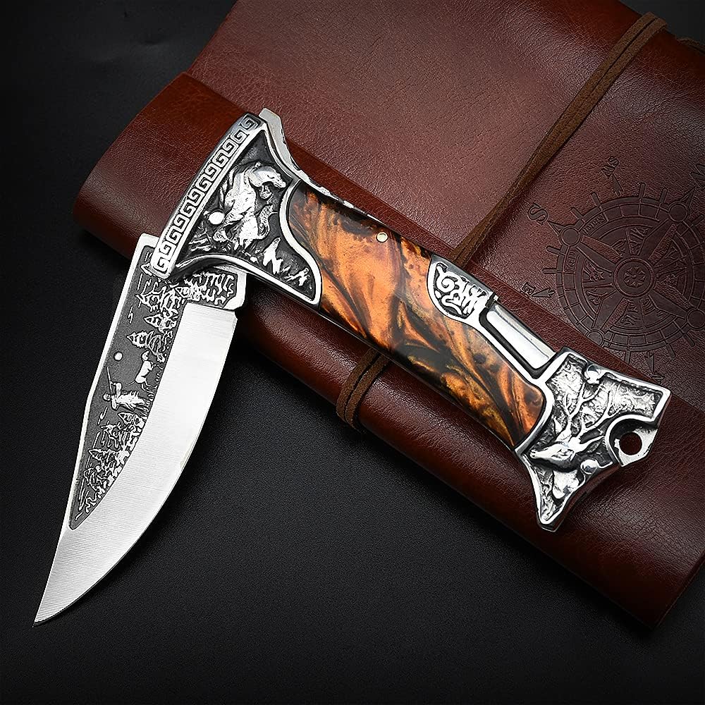 NedFoss TIGER ROAR Pocket Knife - Unique 3.5-Inch Engraved Folding Knife with Holster | Perfect Gift for Men
