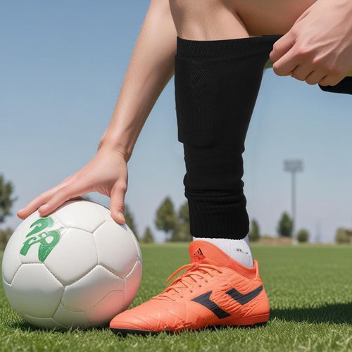 4 Pairs Pre Cut Soccer Socks Wear-Resistant Shin Guard Sleeves Elastic Leg Sleeves for Soccer for Men and Women(White,Black)