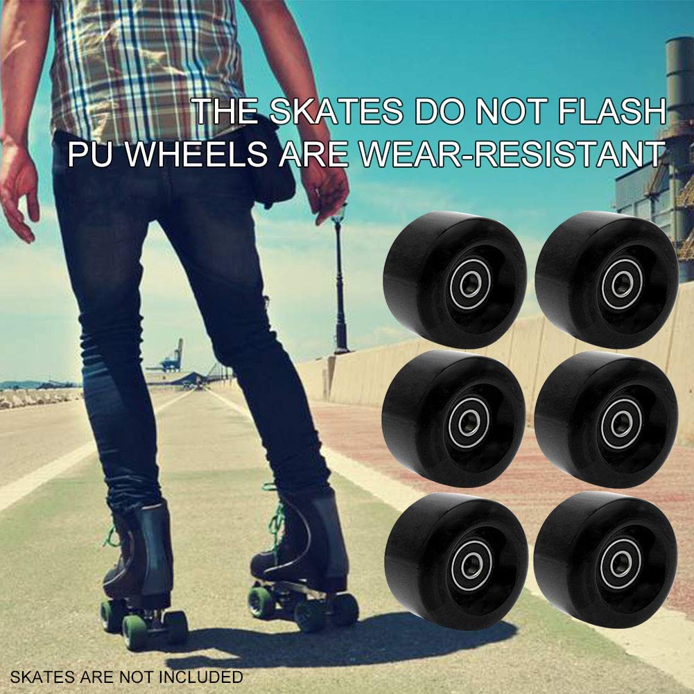 8 Pack Roller Skate Wheels with Bearings Installed, Outdoor Roller Skate Wheels for Double Row Skating, Quad Skates Accessories Outdoor/Indoor Use, 82A, 58 x 32mm