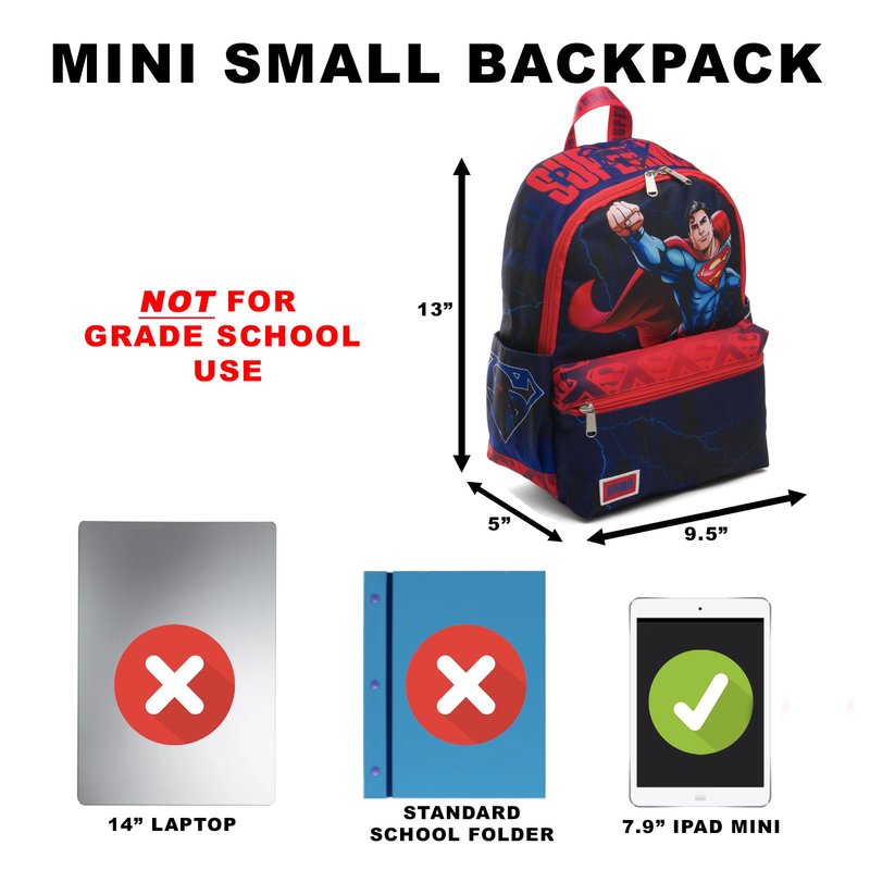 Wondapop Superman Up Up and Away 13" Deluxe Nylon Mini Daypack