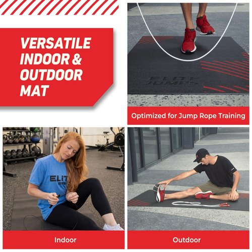 EliteSRS Jumps Premium Jump Rope Mat - Large Format Non Slip Mat - Home Workout Exercise Mat - Suitable for All Surfaces