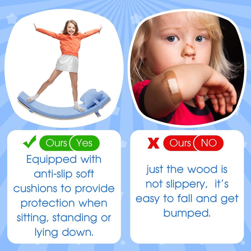 Sonwyoung Wooden Balance Board for Kids 35" Finger Safe Toddler Balance Beam Balancing Board with Mat and Pillow for Indoors Outdoors Open Ended Learning