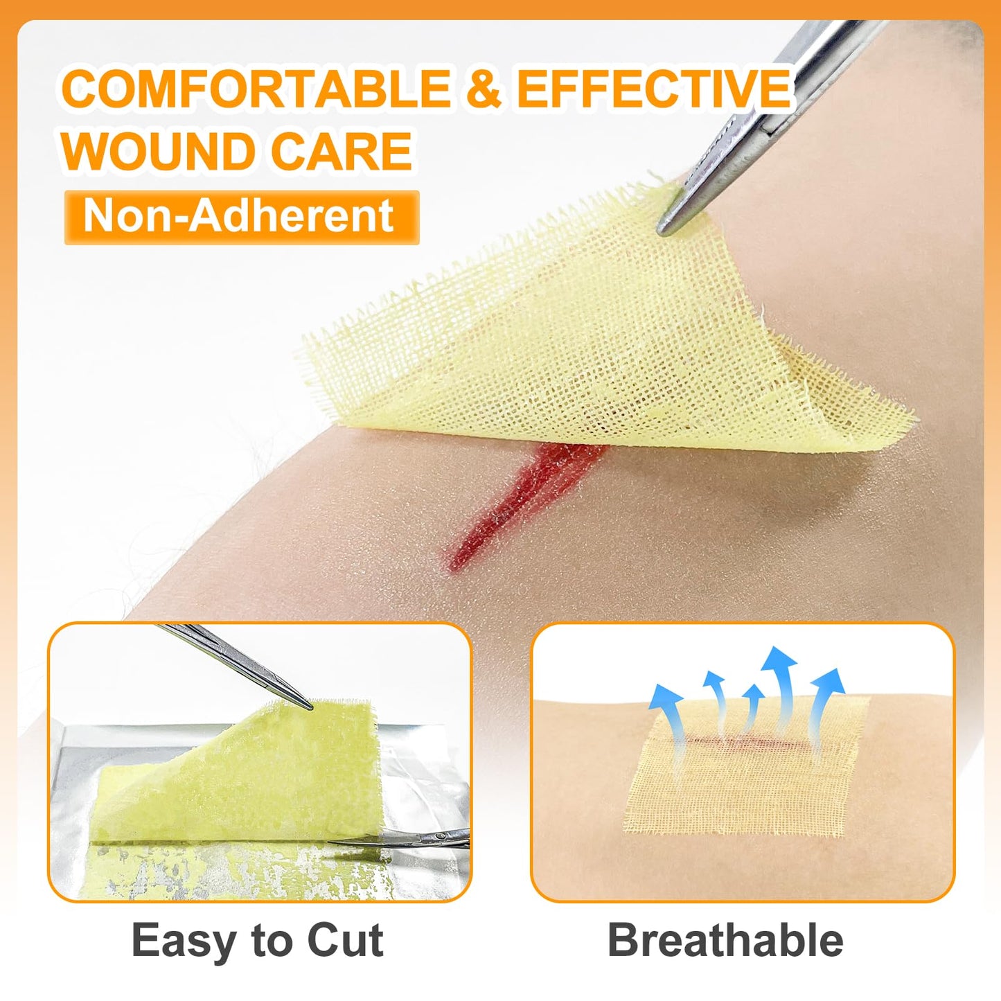 Carbou Medical Xeroform Petrolatum Dressing 2"x2", 25 Individual Pack, Non-Adherent Gauze Pads, Soft Fine Mesh Gauze Patch for Wound Care, Burns, Lacerations, Skin Grafts & Surgical Incisions