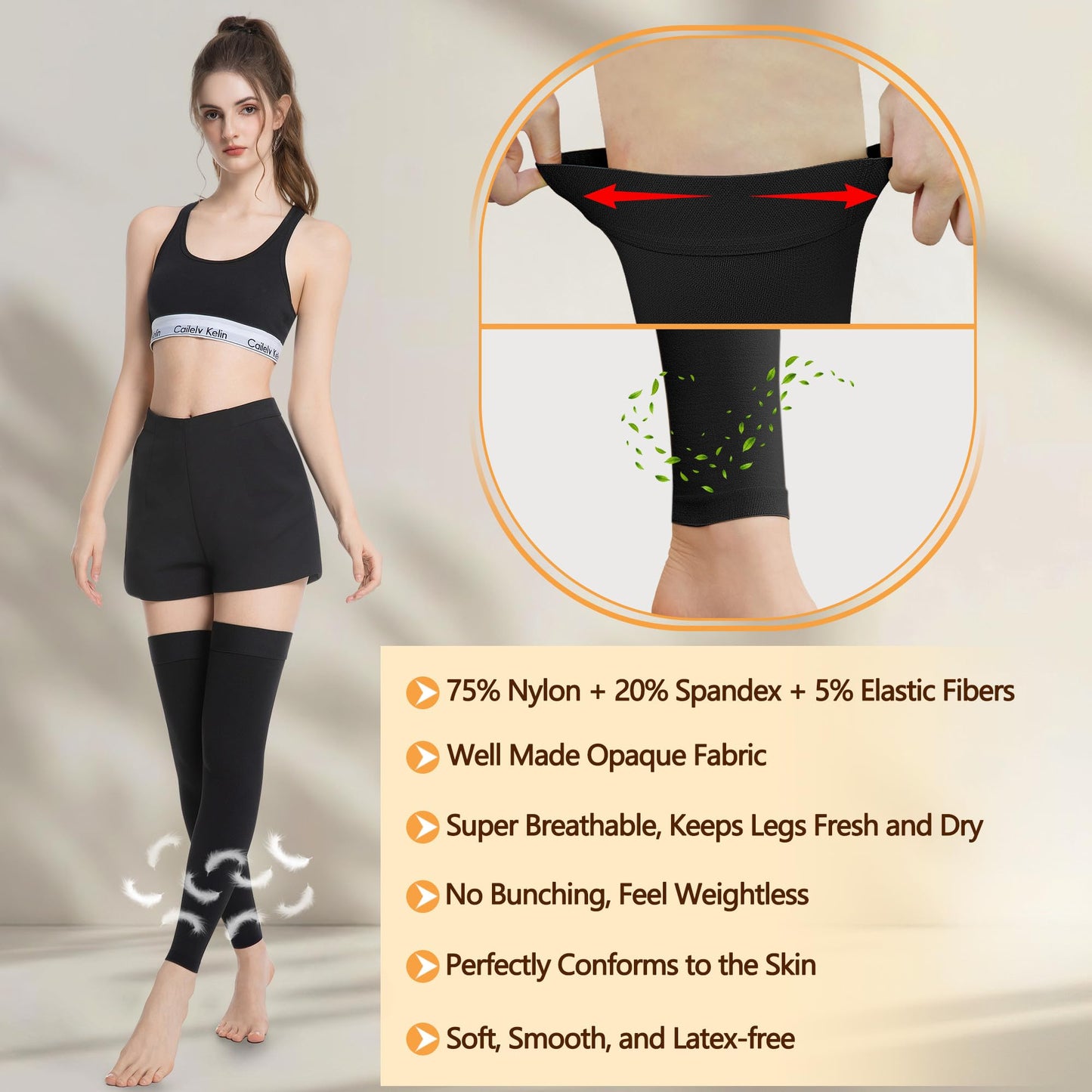 Myshear Medical Compression Stockings for Women & Men, 20-30 mmHg Footless Thigh High Compression Socks, Long Graduated Compression Sleeves, Full Leg Pressure Support Hoses for Varicose Veins, Edema