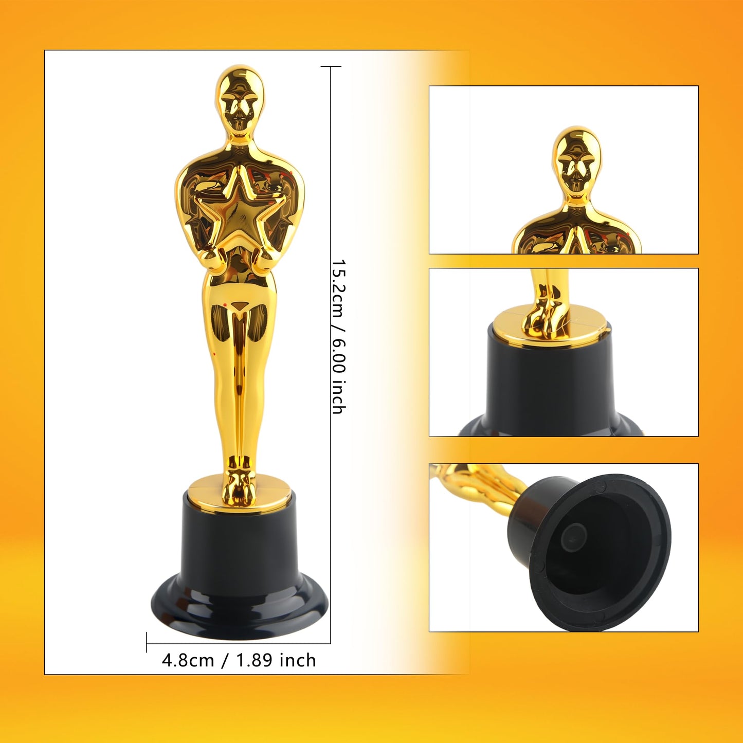 Cotiny 16 Pcs 6 Inch Gold Award Trophies Plastic Award Statues Trophy Figurines for Party Favors Recognition Awards Competitions School Rewards