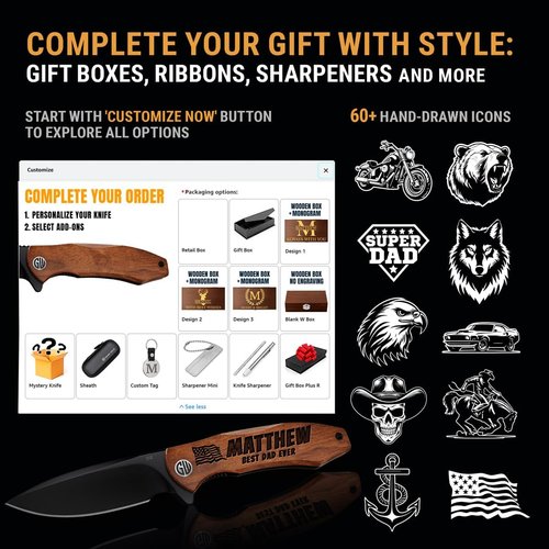 Custom Knife | Personalized Engraved Gifts for Men & Women - Unique Pocket Knives for Birthdays & Anniversaries