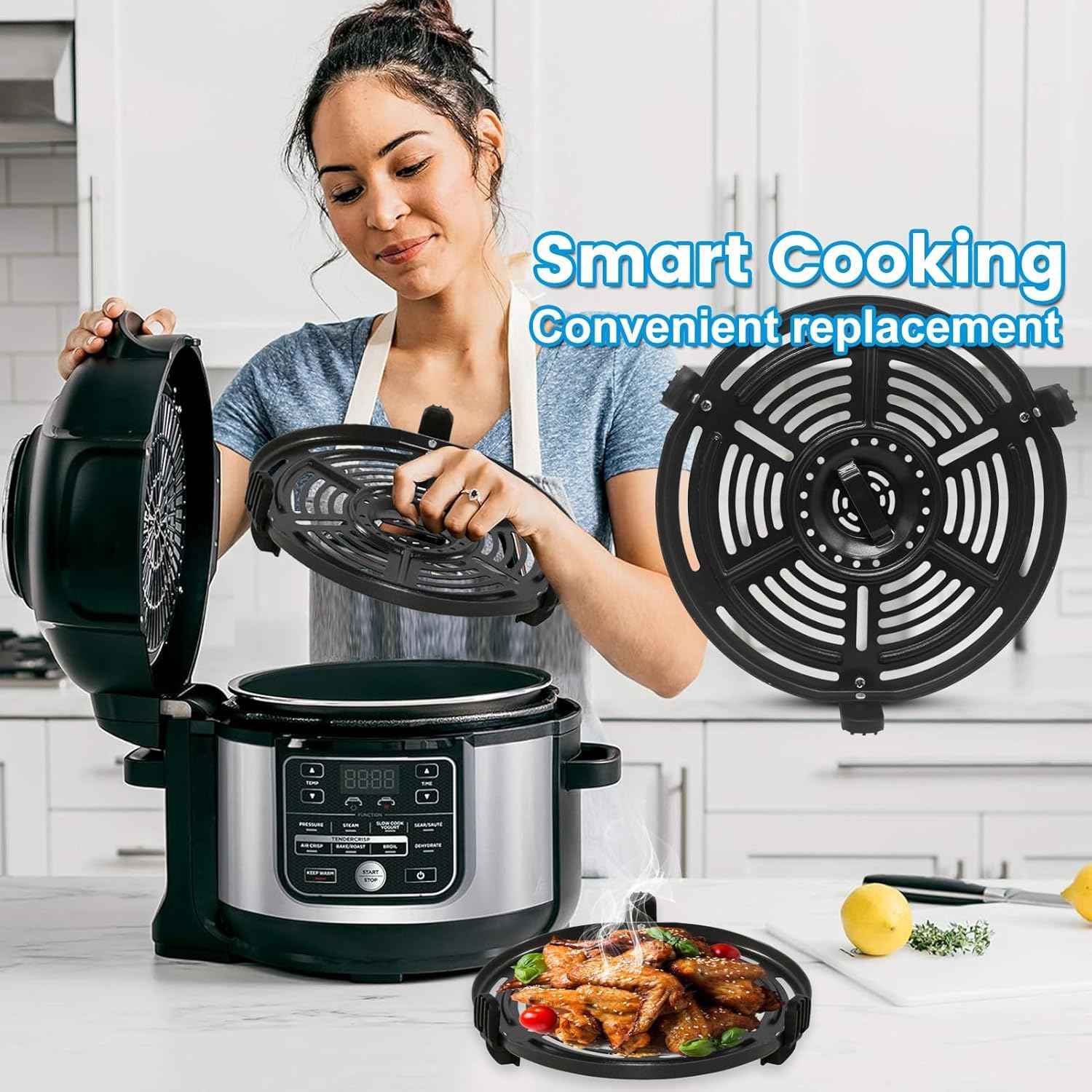 Air Fryer Grill Pan for Ninja FD302 6.5 Qt FD101 5 Qt OS401 5 Qt Pressure Cooker Air Fryer, Air Fryer Accessories Tray Grill Plate Crisper Plate Replacement Parts for Ninja OP302 OP305 FD305 Air Fryer