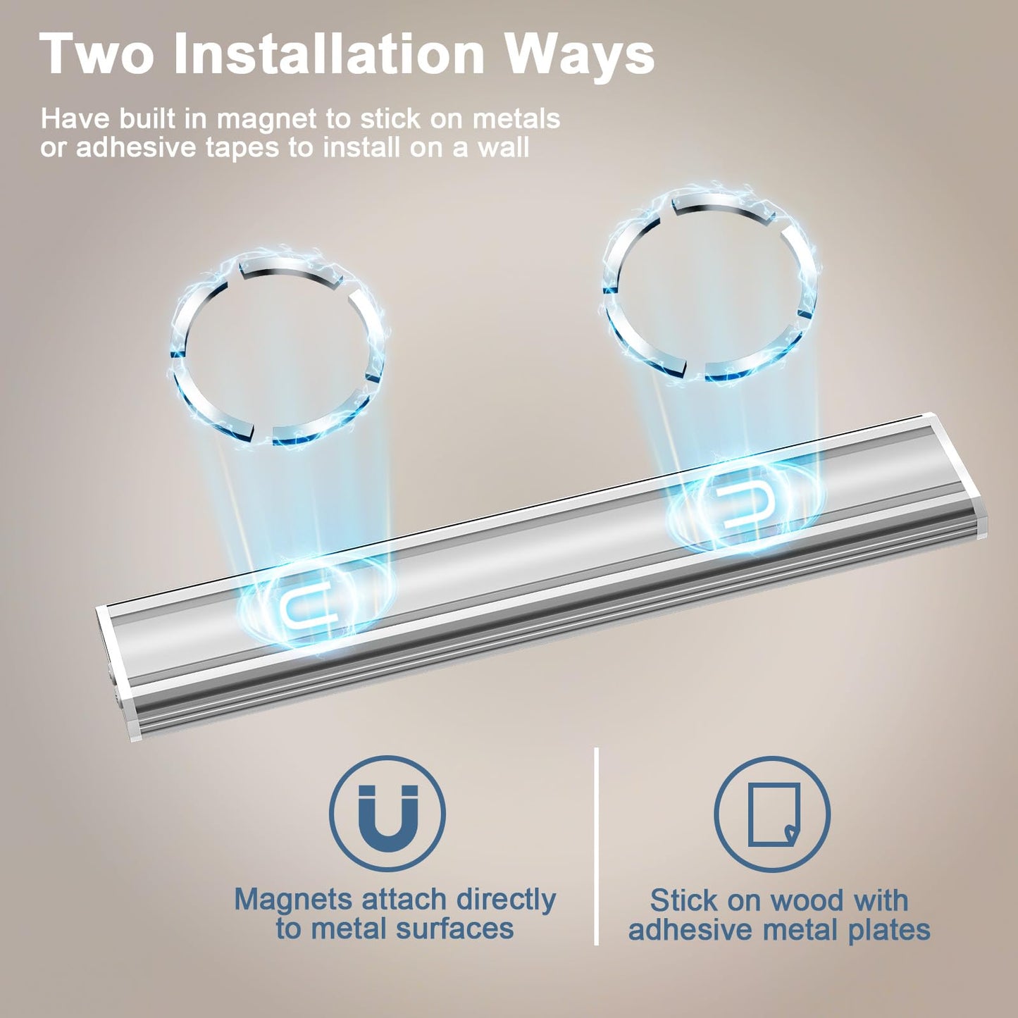 Onforu 9.8" Under Cabinet Lighting, 2000mAh USB-C Rechargeable, Motion Sensor Under Cabinet Lights with 3 Color & Dimmable, Magnetic Under Counter Lights for Kitchen, Closet, 2 Pack