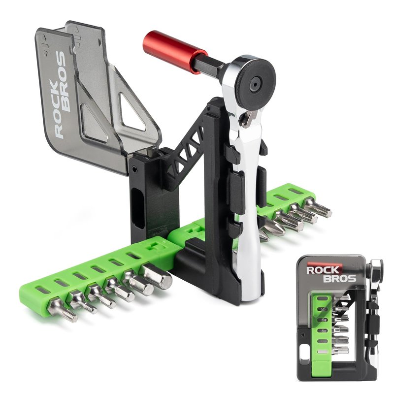 ROCKBROS Bike Tool Kit, Mini Bike Multitool, 12-in-1 Portable Bike Repair Kit, Durable Mini Ratchet Set, Maintenance Accessories for Ebike Road Mountain Bike Travel & Home (1)