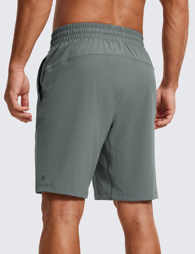 CRZ YOGA Men's Linerless Workout Shorts 9'' - Quick Dry for Running Sports Athletic Gym with Pockets Grey Sage Large