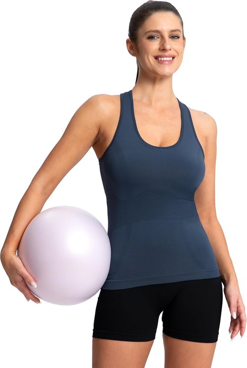 MathCat Racerback Tank Tops for Women - Seamless Padded Yoga & Running Camisole with Built-In Bra