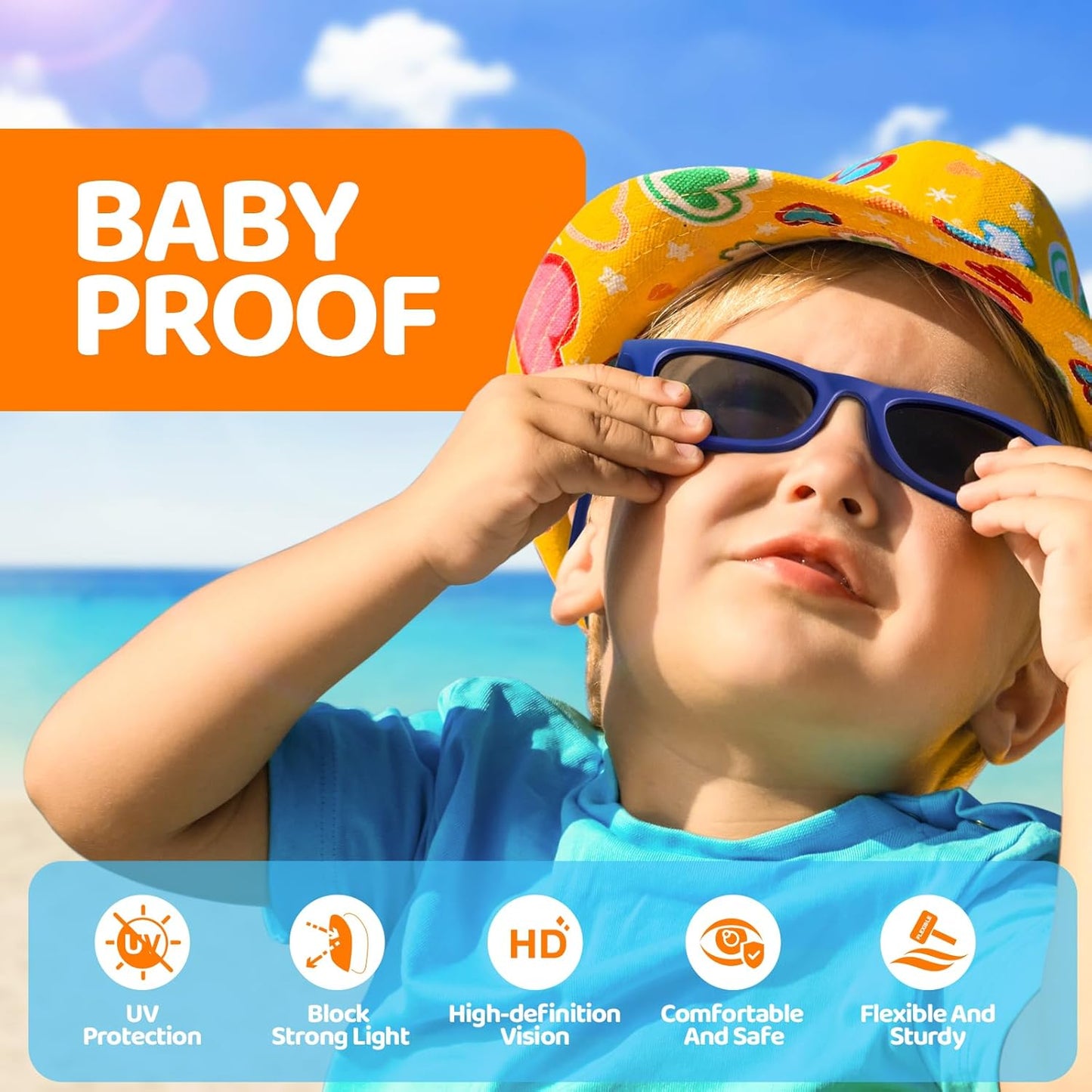 RIVBOS Baby Sunglasses - UV400 Polarized Protection for Toddlers & Infants (0-24 Months)