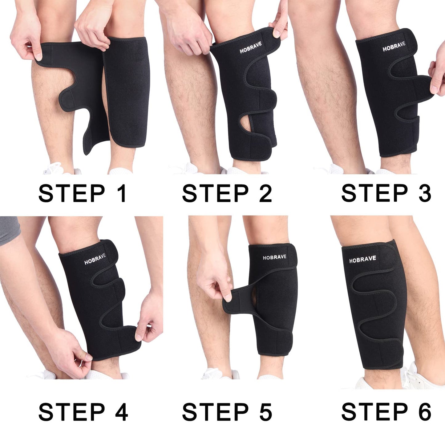 Hobrave Calf Brace Shin 2 Pack Splint Compression Wrap Sleeve for Torn Calf Muscle Pain Relief Strain Sprain Injury Adjustable Leg Support Men and Women