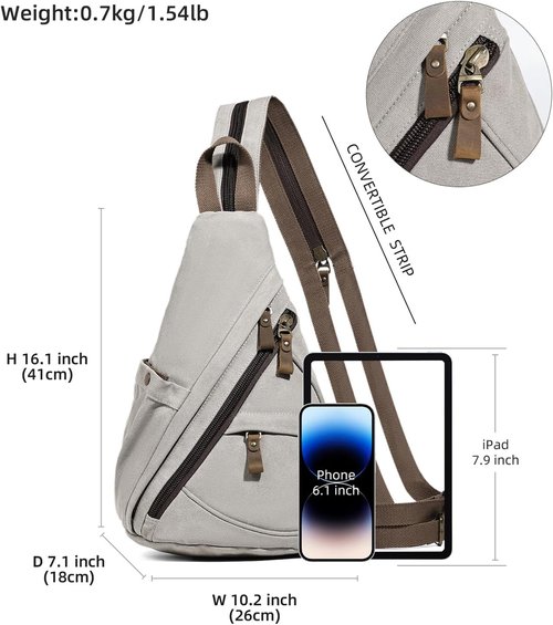 KL928 Canvas Sling Bag - Versatile Crossbody Backpack for Men & Women | Large Size in Leaden Color